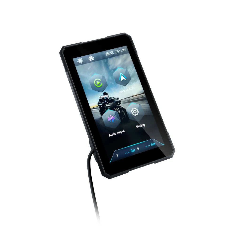 5" Motorcycle GPS Screen – Apple CarPlay & Android Auto | IPX7 Waterproof | Detachable Anti-Theft