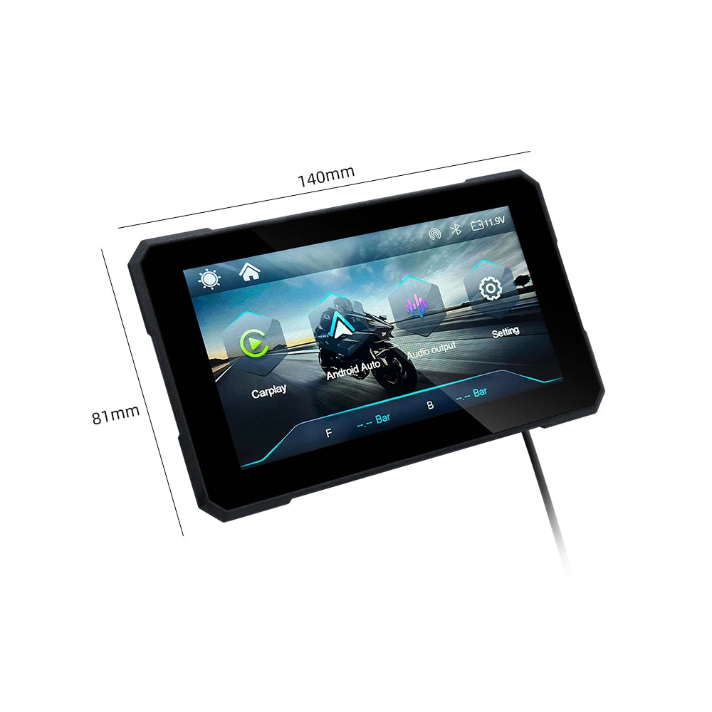 5" Motorcycle GPS Screen – Apple CarPlay & Android Auto | IPX7 Waterproof | Detachable Anti-Theft